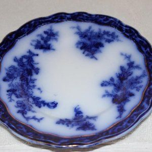 VINTAGE TOURAINE FLOW BLUE TRANSFER WARE SMALL SALAD PLATE 6.5” 21G IMPRESSED